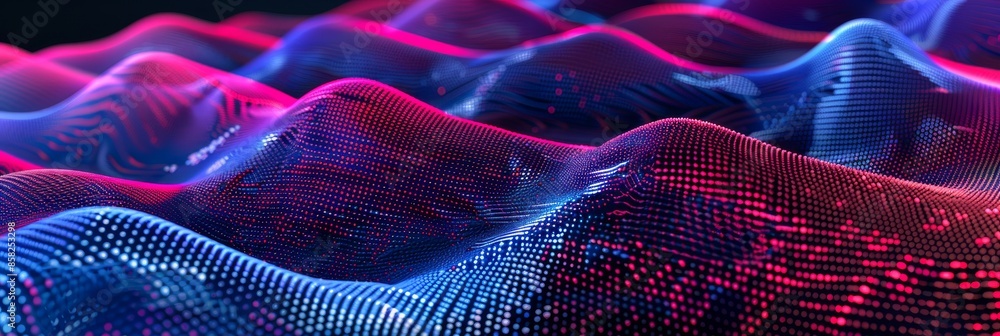 Poster a concept of big data based on blockchain technology. the global database and information waves and 