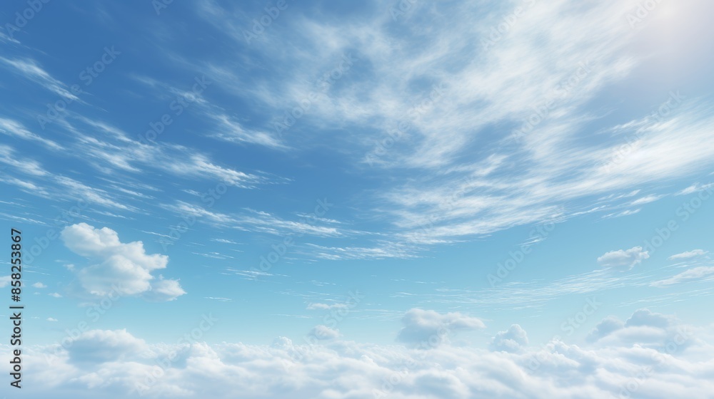 Poster A dreamy close-up of wispy cirrostratus clouds, creating a hazy effect across the sky.