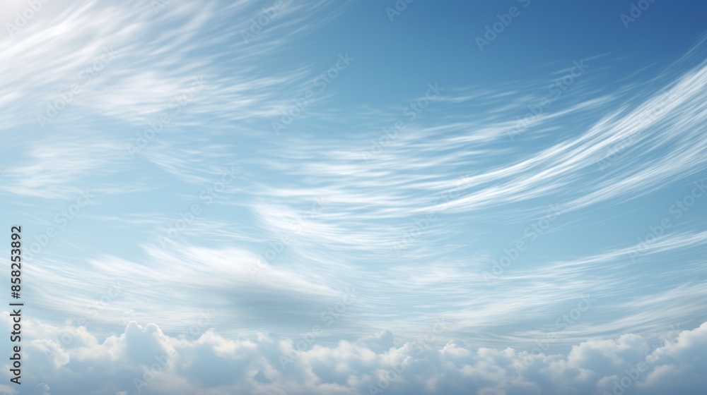 Poster A dreamy close-up of wispy cirrostratus clouds, creating a hazy effect across the sky.