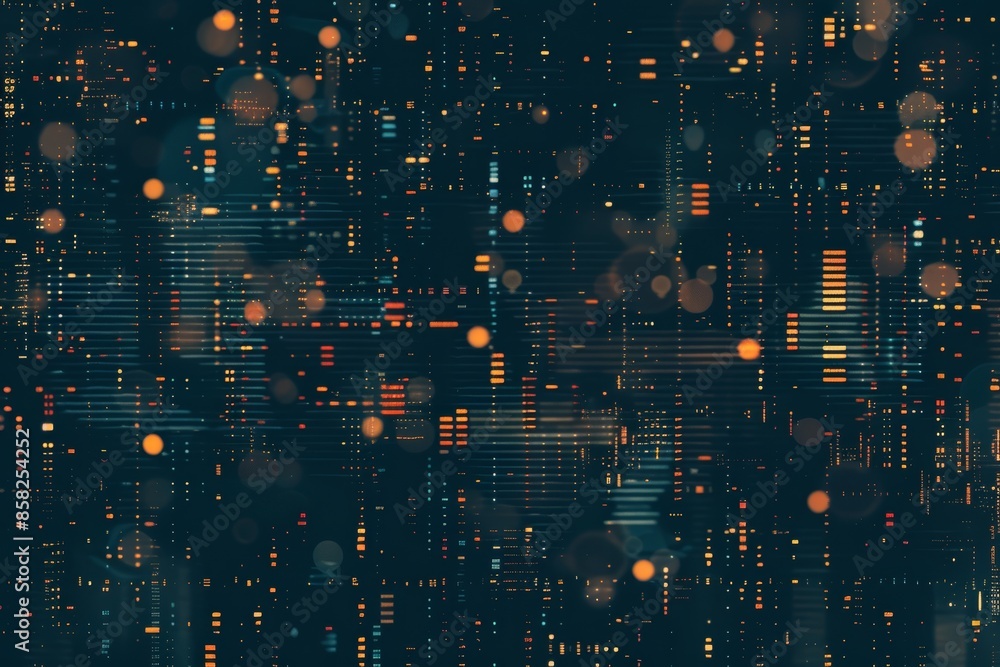 Poster data sorting. process of information analysis. modern illustration, information flow on a dark backg