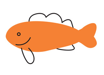 Orange fish simple silhouette icon. Sign swimming fish isolated on white background. Sea life symbol. sea Ocean aquatic animal Vector illustration 