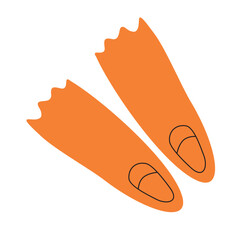 flippers. Diving Equipment. Snorkeling Mask, Scuba Diver Tools Isolated on White. Underwater flippers for Swimming. Banner, poster, market, card, gift voucher design. Sport, hobby