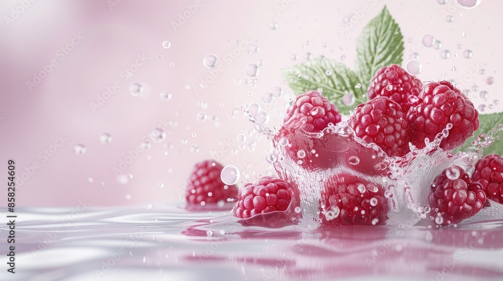 Aufkleber raspberry splash in a pool of light