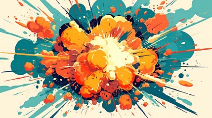 Cartoon style explosion illustration.