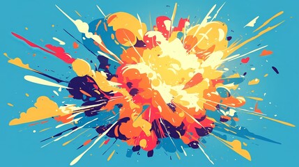 Cartoon style explosion illustration.