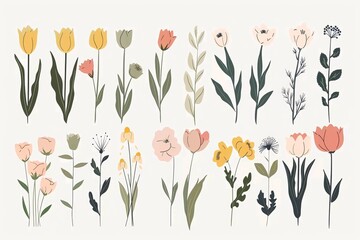 Different floral designs for your wedding invitation art, design template of save-the-date cards. Botanical modern illustration set with floral designs.