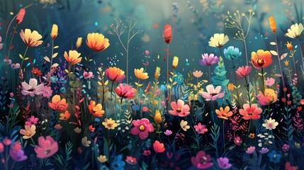 Illustration of assorted flowers.