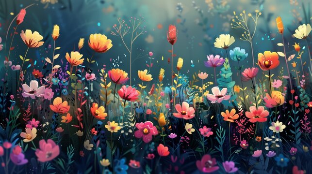 Illustration of assorted flowers.