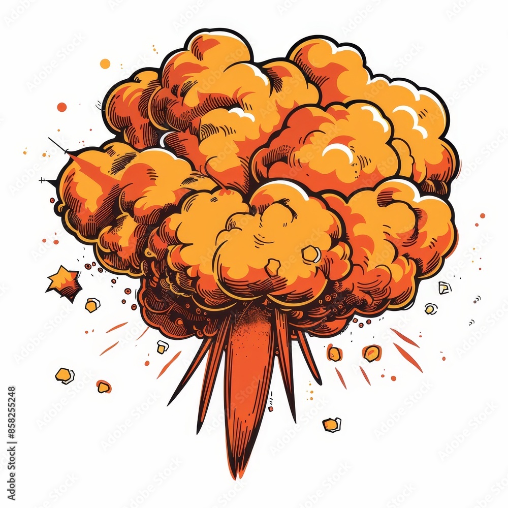 Poster animated cartoon explosions with an exploding bomb. 2403 m10 s st