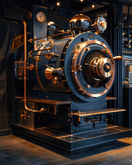 Fototapeta premium Vintage Industrial Steampunk Machine A Detailed Look at the Intricacies and Beauty of Antique Mechanical Engineering in a Retro Futuristic Design
