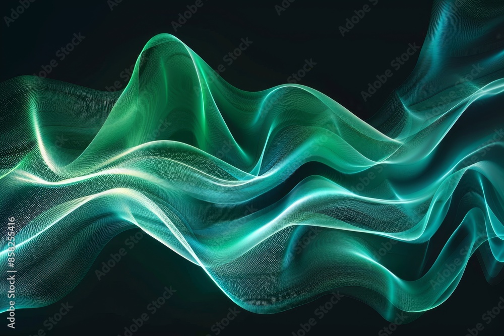 Aufkleber the abstract light lines wavy flowing dynamic are isolated on a black background to show an ai techn