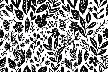 Fototapeta premium Modern set of flowers and leaves abstract doodle art designs for prints, wallpapers, clipart, and wall hangings.