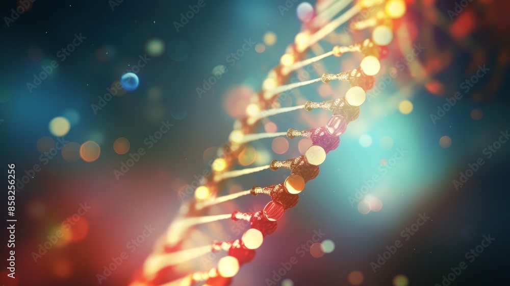 Aufkleber a dynamic animation of a digital dna molecule, its structure interacting with genetic research tools