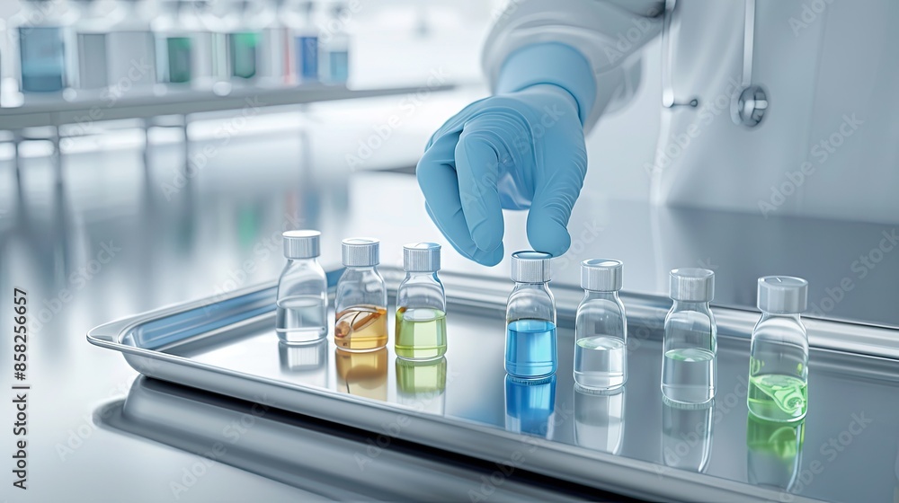 Poster a scientists touch: examining colored solutions in a lab