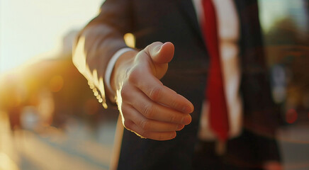 businessman asking for handshake
