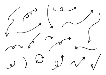 ベクターのペンの手書きの矢印セット_黒