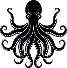 octopus silhouette vector illustration Design on a white background
