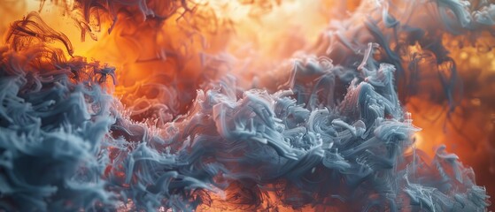 Fototapeta premium Capture dynamic abstract smoke formations up-close in a digital CG 3D style,