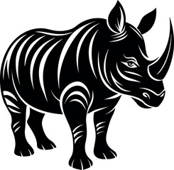 rhino silhouette vector illustration Design on a white background