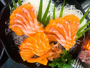 Salmon sashimi fresh from the sea japanese style