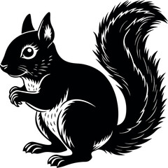 squirrel silhouette vector illustration Design on a white background
