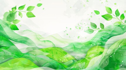 Simple organic plant design with green leaves. Hand drawn in pencil. 4k wallpaper, background. Simple, clean design.