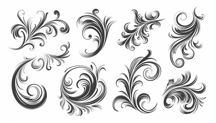 Fototapeta premium A collection of vintage ornament frames. Vintage ornament frames with line borders and hand-drawn flourish elements. Swirls and curves elements. Modern graphic design.