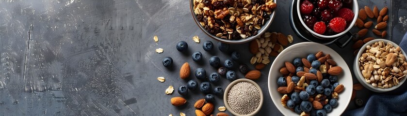 Granola Ingredients Flat Lay with Natural Lighting and Vibrant Colors