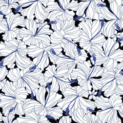 Beautiful tropical flowers seamless pattern,