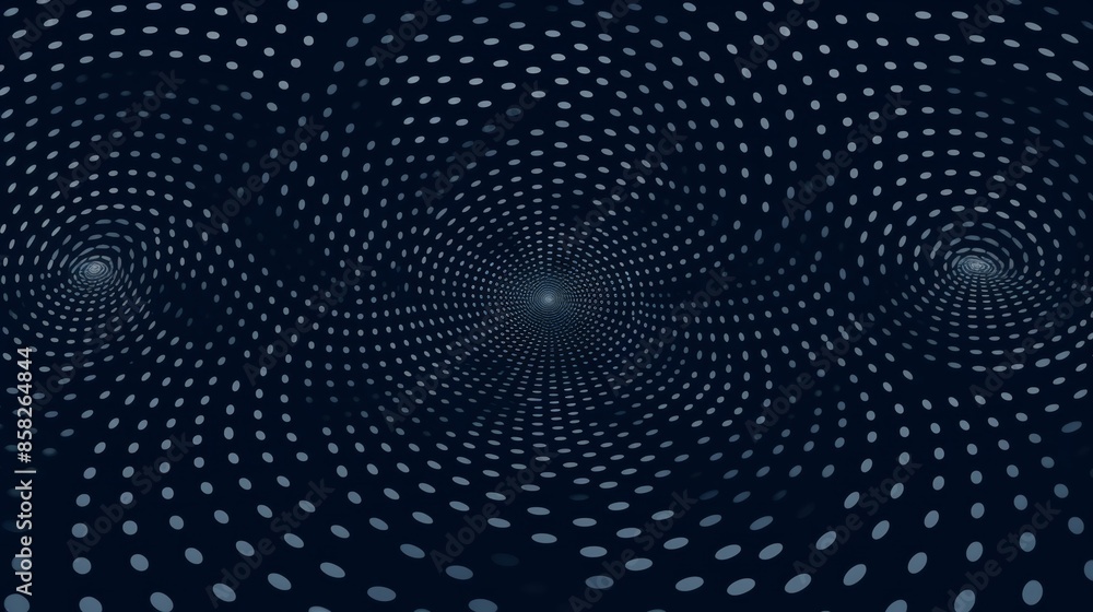 Fototapete A mesmerizing optical illusion of circles that appear to rotate and intertwine, creating a mesmerizing seamless grid on a dark blue background.