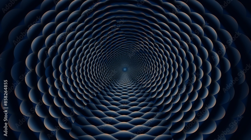 Leinwandbilder A mesmerizing optical illusion of circles that appear to rotate and intertwine, creating a mesmerizing seamless grid on a dark blue background.