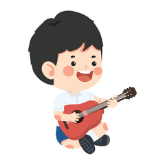 Obraz premium young boy playing the guitar