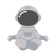 Cute astronaut in a yoga pose while meditating