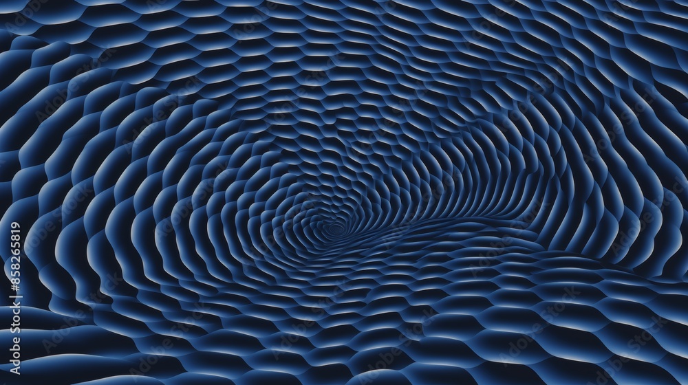 Leinwandbilder A mesmerizing optical illusion of circles that appear to warp and distort, creating a mind-bending seamless grid on a dark blue background.