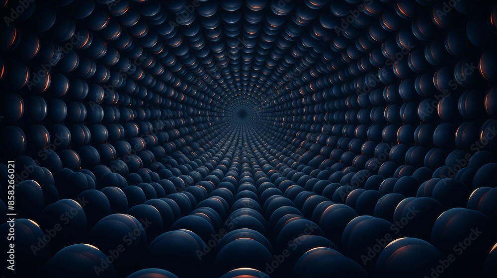 Fototapete A mesmerizing optical illusion of circles that appear to float and dance in the air, creating a mesmerizing seamless grid on a dark blue background.