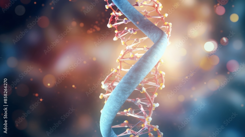 Leinwandbilder A microscopic view animation of a digital DNA molecule, its structure interacting with cellular components, highlighting the role of DNA in cellular processes.