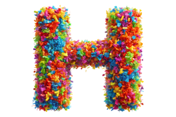 Vibrant colorful vibrant alphabet explosion burst 
with the letter H from the alphabet