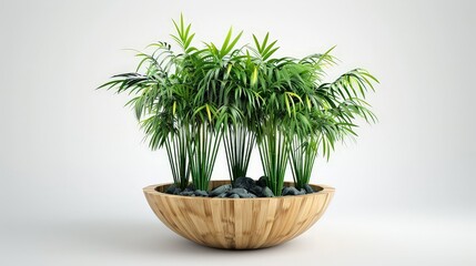  beautiful plant pot made with wood sticks with a bamboo plant