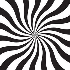 Sunburst pattern design in square background. Black and white sunray vector isolated  illustration.. Vintage swirling pattern wallpaper. Radial spiral stripes backdrop. . Comic design element. 