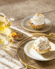 shortbread pastry tartlet with protein cream