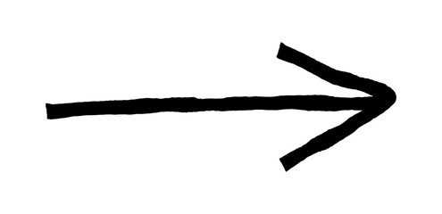 Hand drawn simple arrow drawn with wax crayon, chalk or charcoal. Uneven dry texture for underlining highlighting. Pencil drawn lines, strikethrough, grungy vector isolated on white.