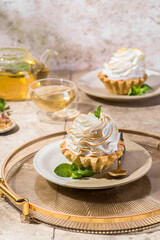 shortbread pastry tartlet with protein cream