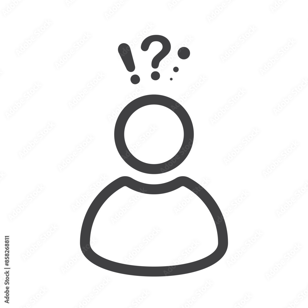 Poster user silhouette with question mark - vector icon. faq.