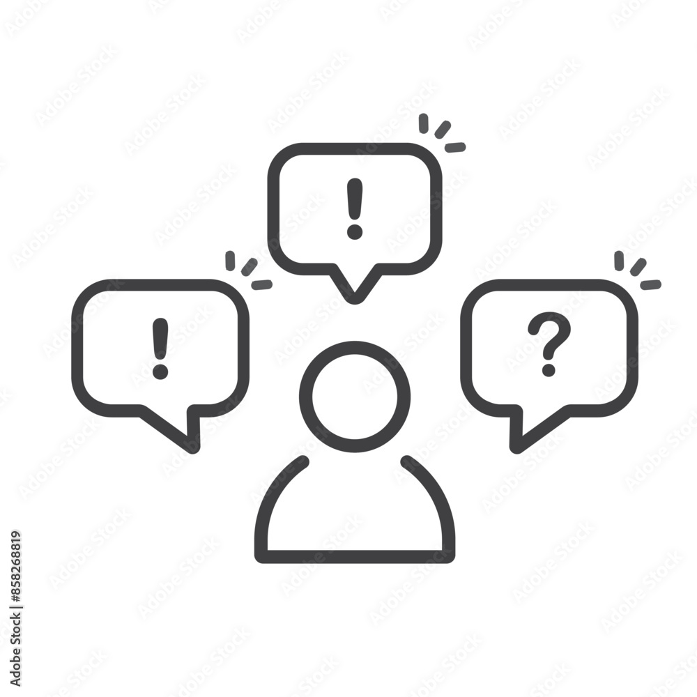 Poster user silhouette with question mark - vector icon. faq.