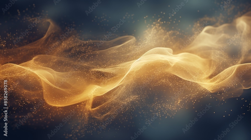 Aufkleber a stunning abstract background with sparkling gold particles intermingling with wispy smoke trails.