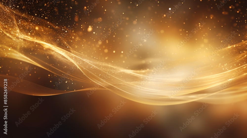 Aufkleber a stunning abstract background with sparkling gold particles intermingling with wispy smoke trails.