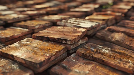 Concept of inventory of roof bricks. 