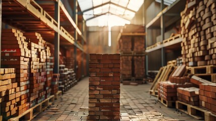 Fototapeta premium Concept of inventory of roof bricks. 