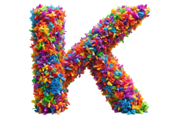 Vibrant colorful vibrant alphabet explosion burst 
with the letter K from the alphabet