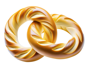 Two intricate golden rings intertwined against a transparent checkerboard backdrop